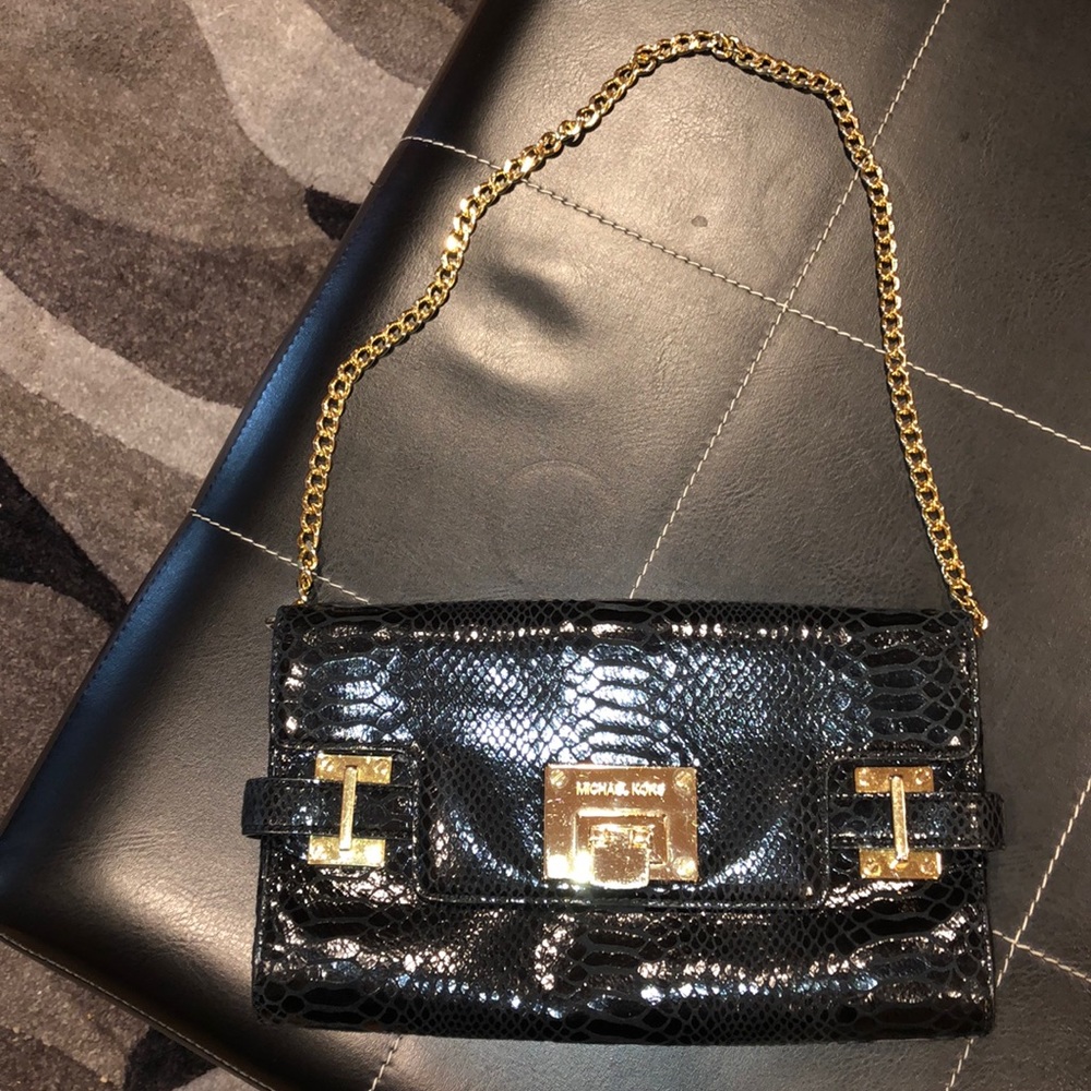Michael Kors- Faux Snakeskin Black and Gold